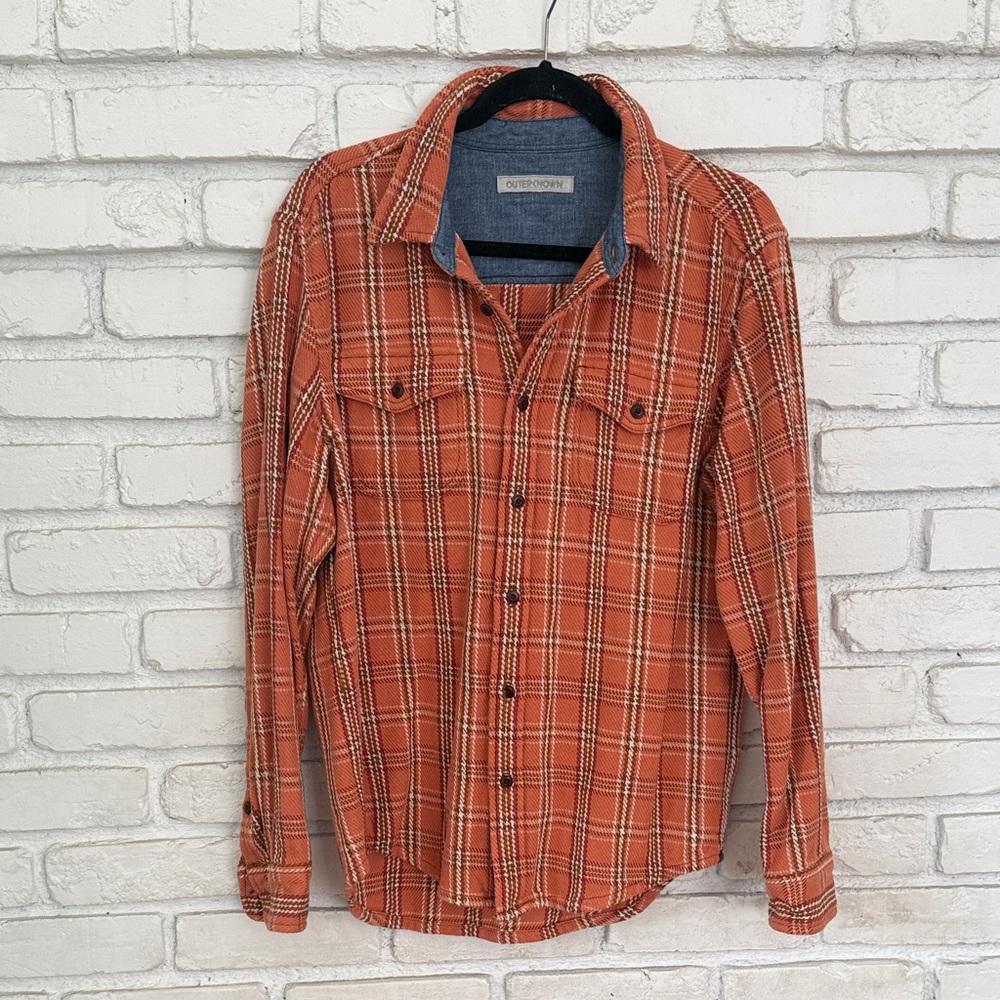 Outerknown Rust Plaid Casual Shirt